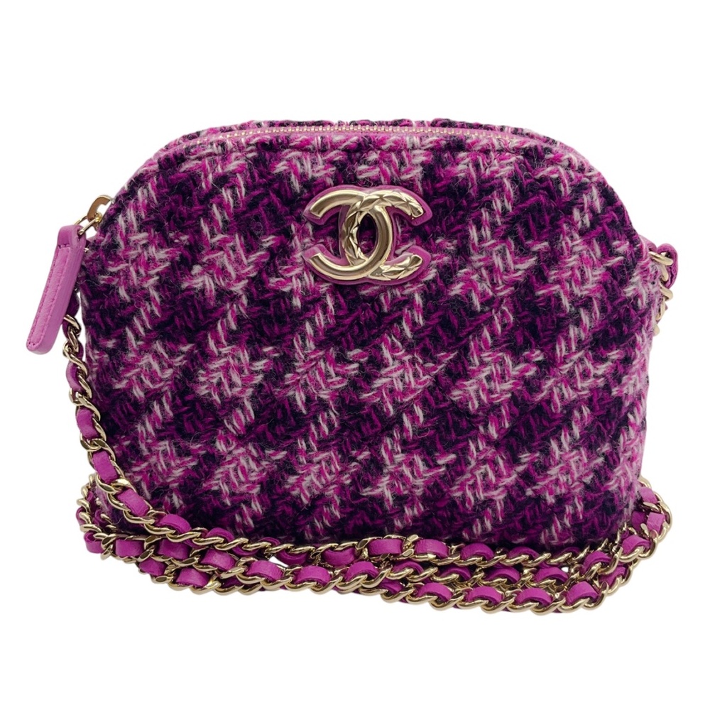 CHANEL PURPLE TWEED MINI CROSSBODY BAG